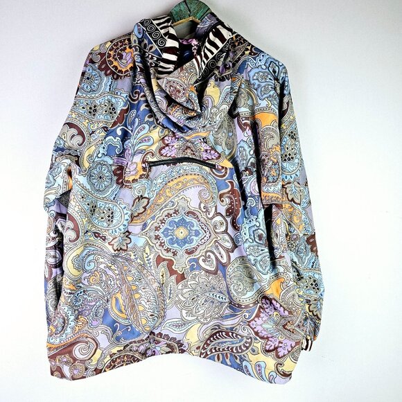 Johnny Was Harmon Jacket Reversible, Multi-Pattern, Rain Jacket, Hooded, Lg, NWT - Picture 11 of 15